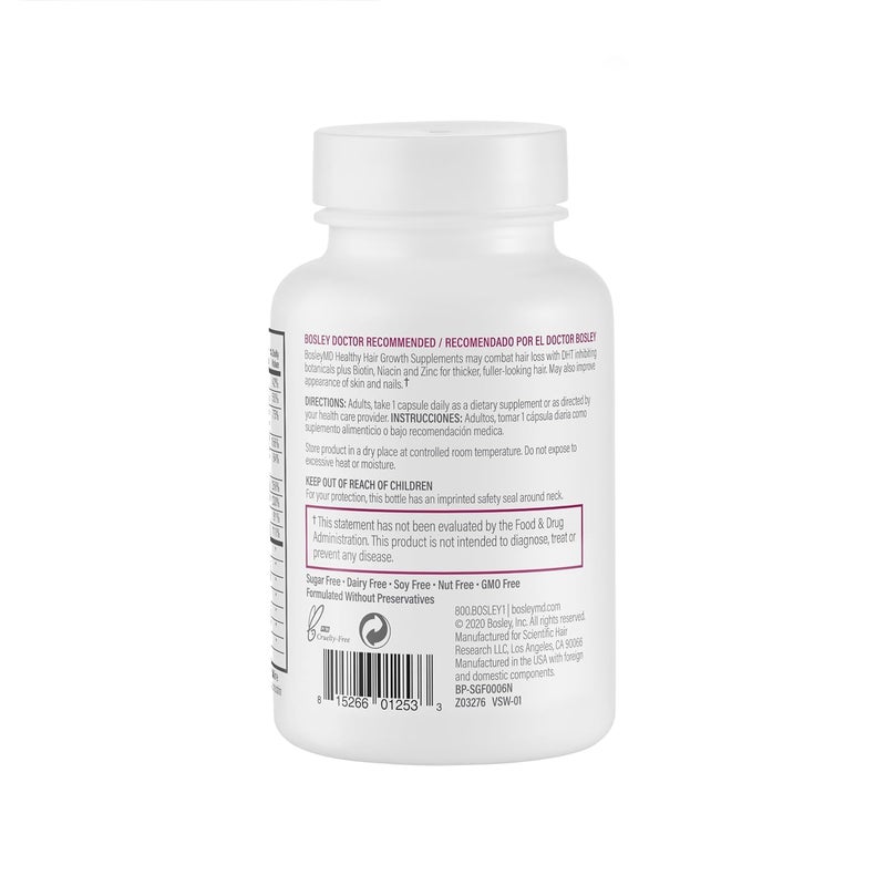 BOSLEYMD Womenâ€™s Healthy Hair Growth Supplements â€“ DHT-Blocking Botanicals with Biotin, Niacin, Zinc & L-Lysine â€“ Rich in Vitamins & Minerals â€“ Supports Thicker, Fuller Hair â€“ 60 Capsules (2-Month Supply) - Image 3